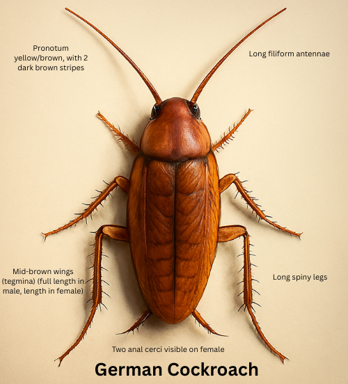 German cockroach identification