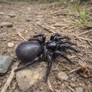 Close-up image of a Sydney funnel-web spider on rocky ground , spider pest control