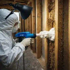 pest controller doing Termite Dusting/Foaming
