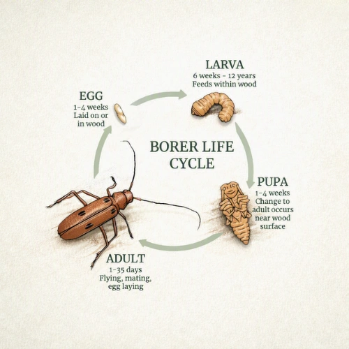 Wood Borer Life Cycle