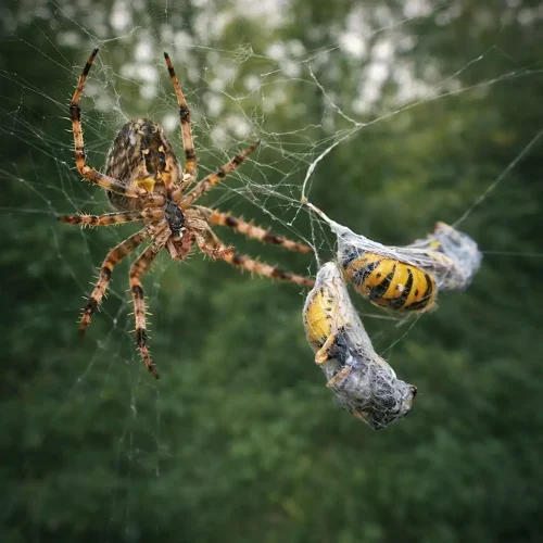 spider eating prey