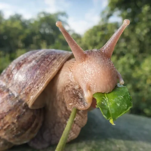 Snail Eating Leaf
